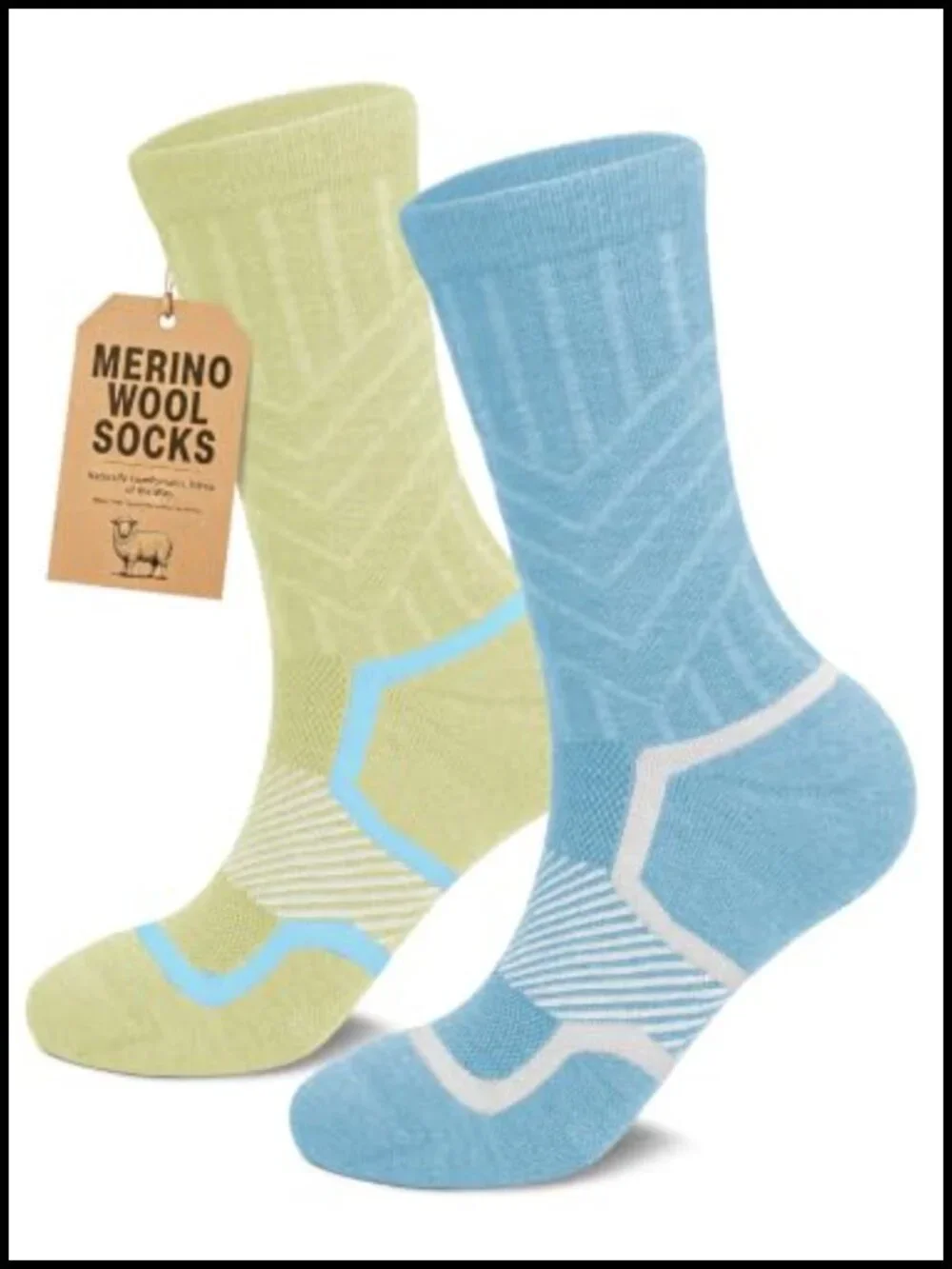 Merino Wool Hiking Socks 2 Pack for Men Women, Thermal Outdoor Boot Socks